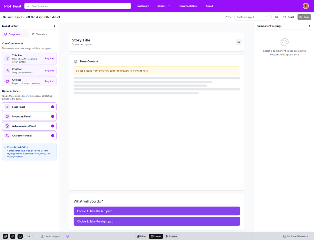 PlotTwist Visual Layout Editor